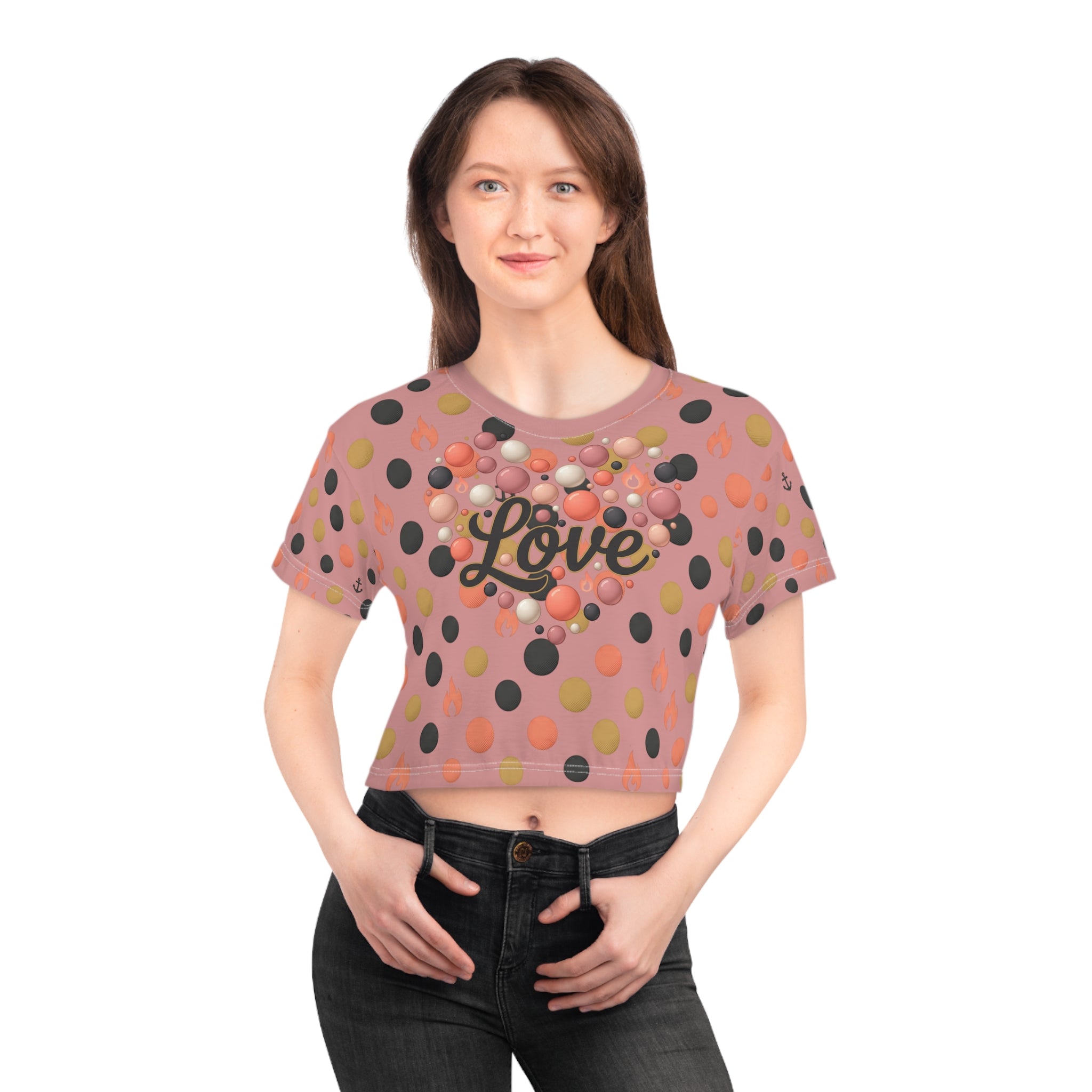 Love Polka Crop Tee — 1 Corinthians 13 Christian Inspirational Top