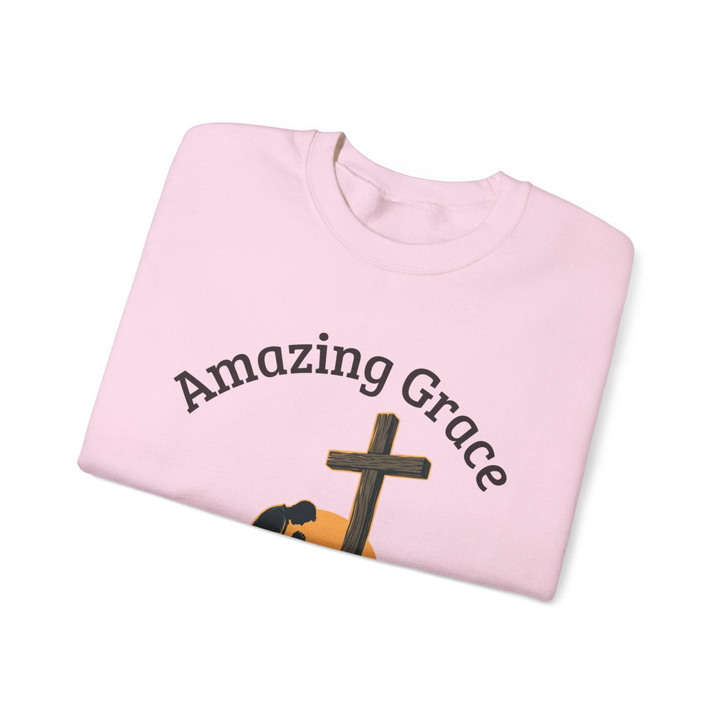 Christian Crewneck Sweatshirt — Amazing Grace Hallelujah Worship Graphic