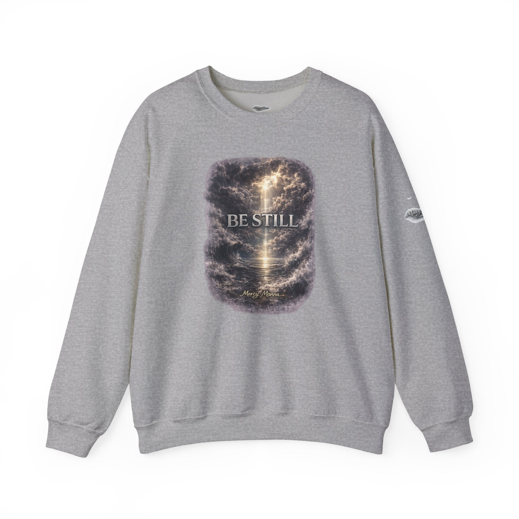 Christian Crewneck Sweatshirt — "Be Still" Psalm 46:10 Inspirational Faith Sweatshirt