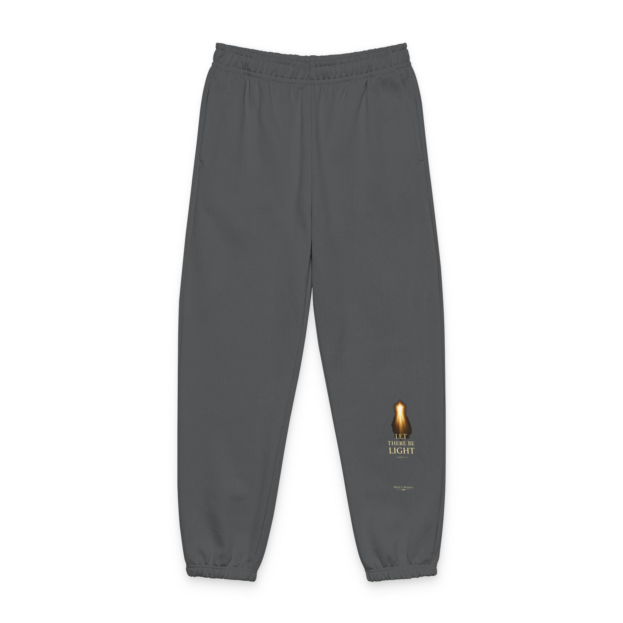 Minimal Gold Flame "Let there be Light" Sweatpants — Cozy Casual Joggers