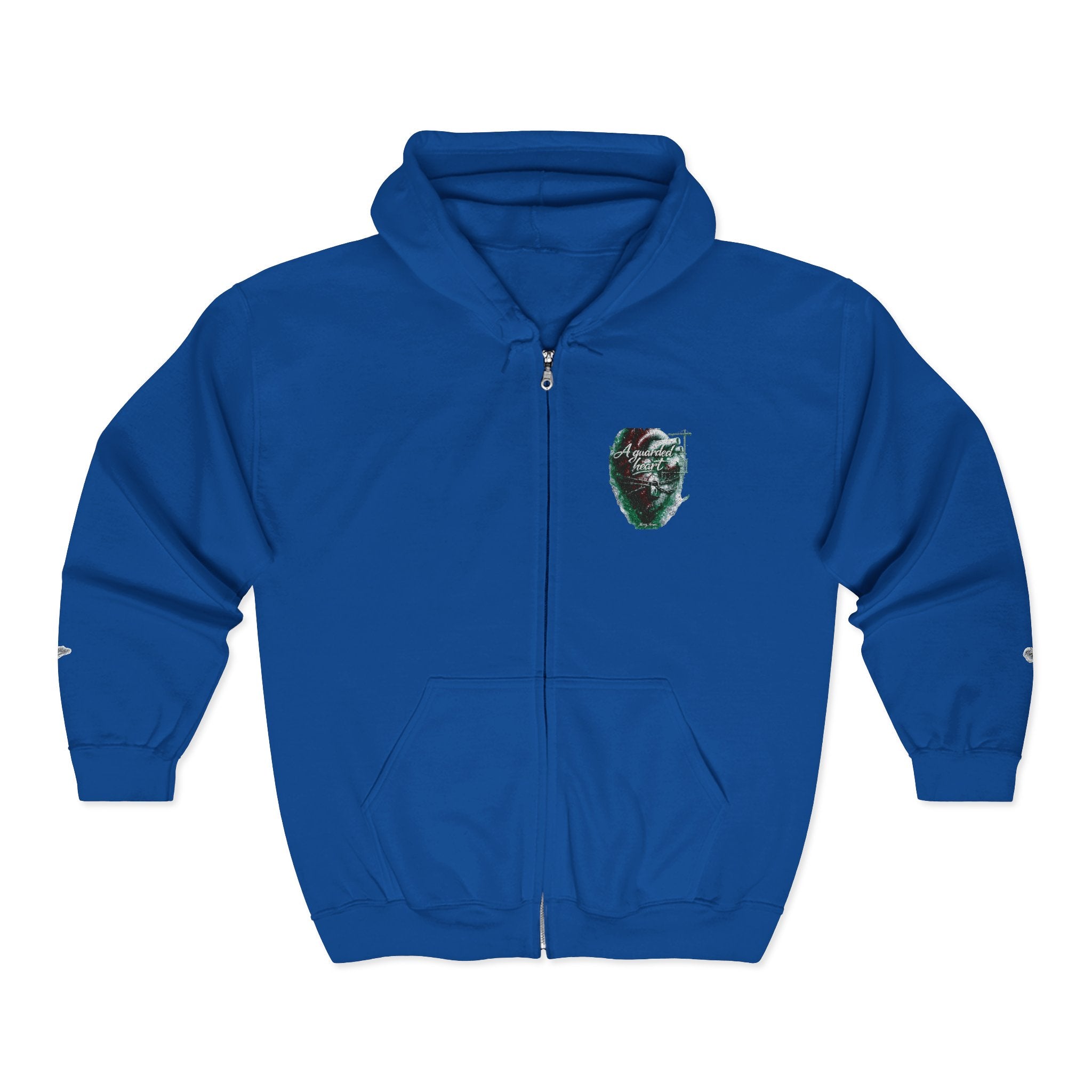 Christian Zip Hoodie — "A Guarded Heart" Abstract Faith Streetwear Jacket
