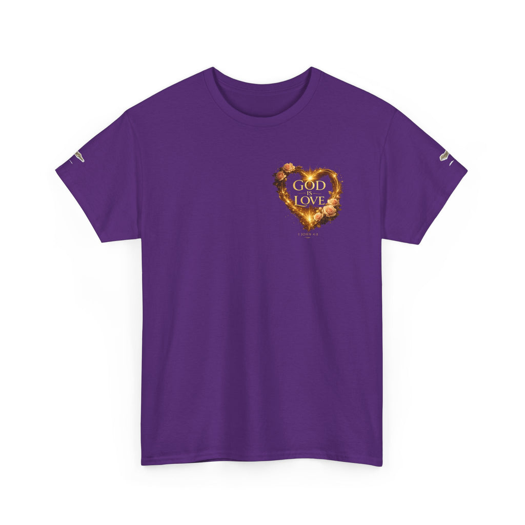 Christian Graphic Tee — God Is Love Vintage Flaming Heart T-Shirt